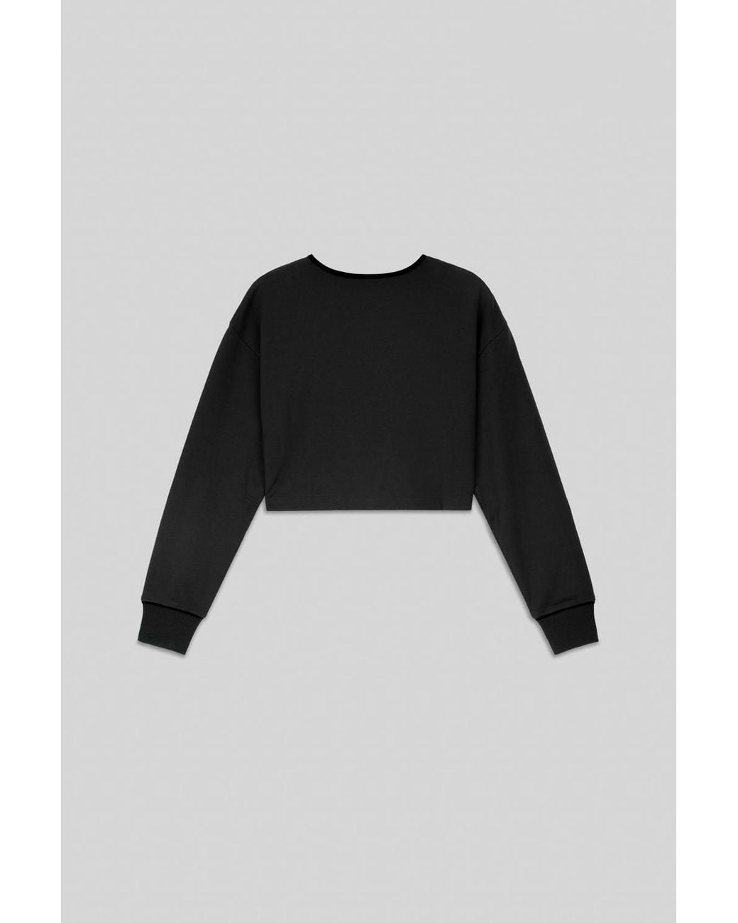 Enorsia Black Drop Shoulder Half Zip Crop Top