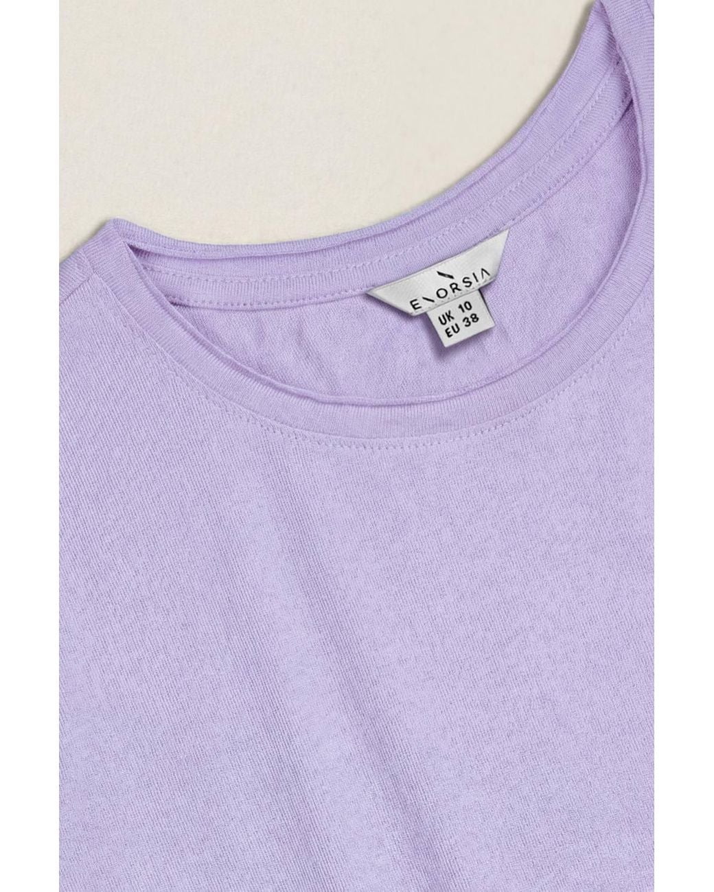 Enorsia Purple Ruched Side Seam Short Sleeve T-Shirt