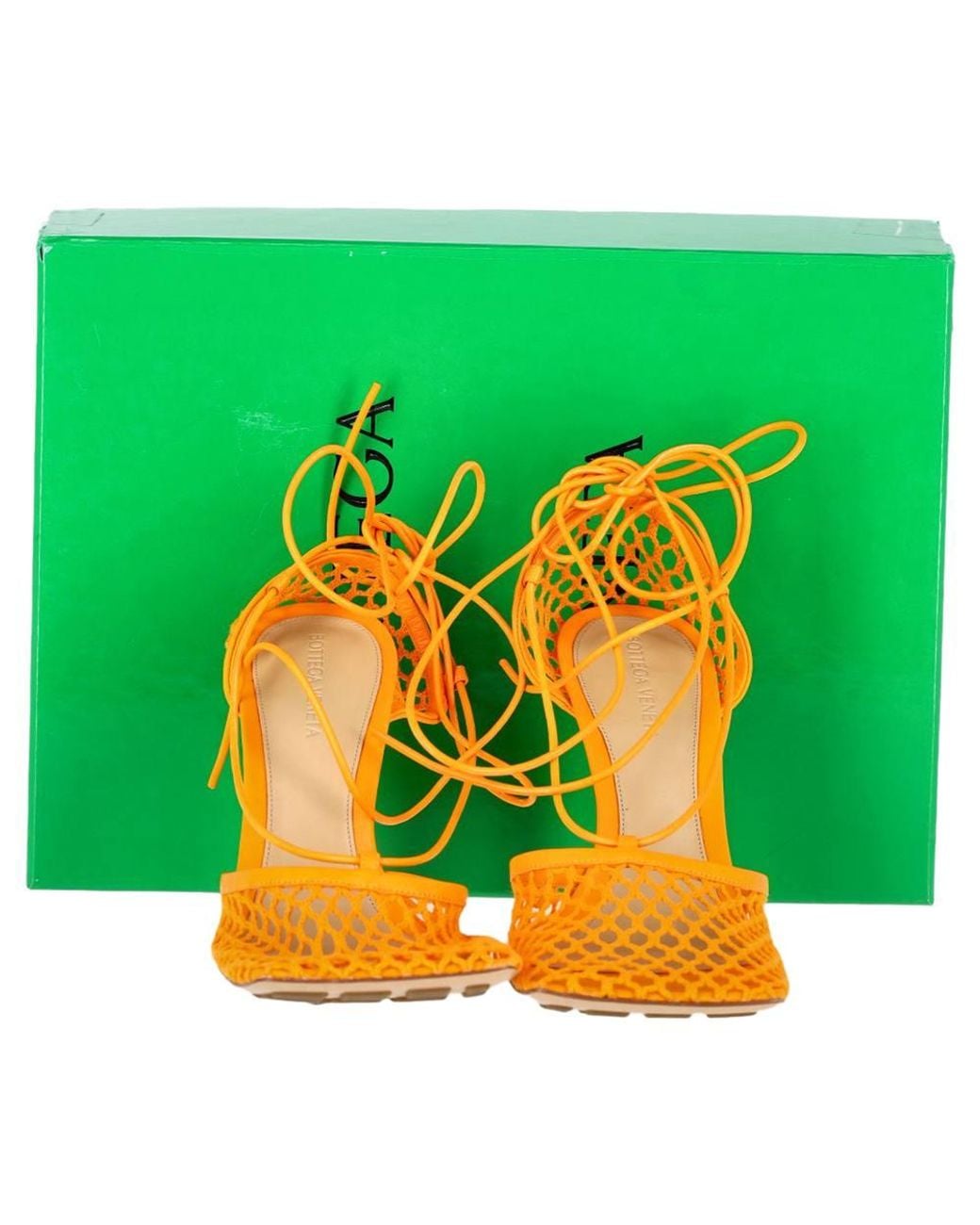 Bottega Veneta Yellow Preloved Stretch Lace Up Sandals