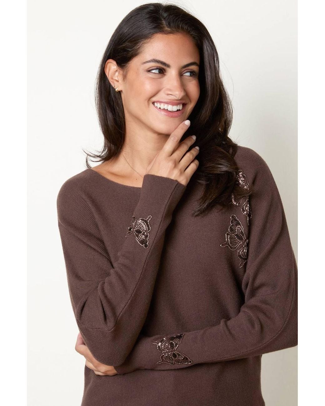 Blue Vanilla Brown Long Sleeve Round Neck Jumper