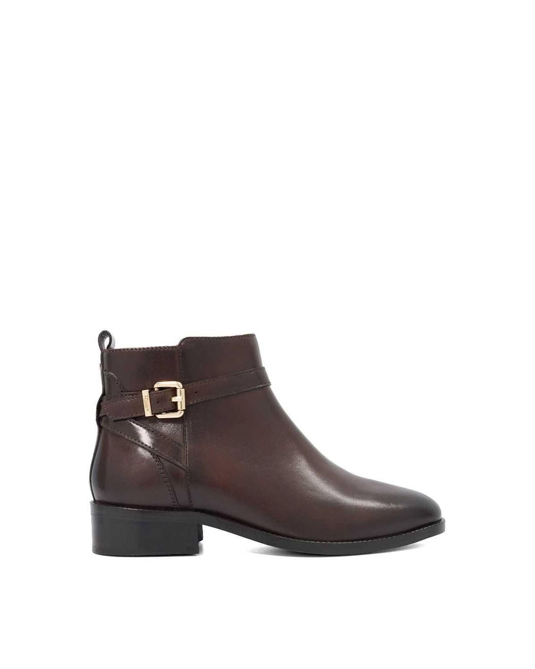 Dune Brown Wide Fit 'Pali' Leather Ankle Boots