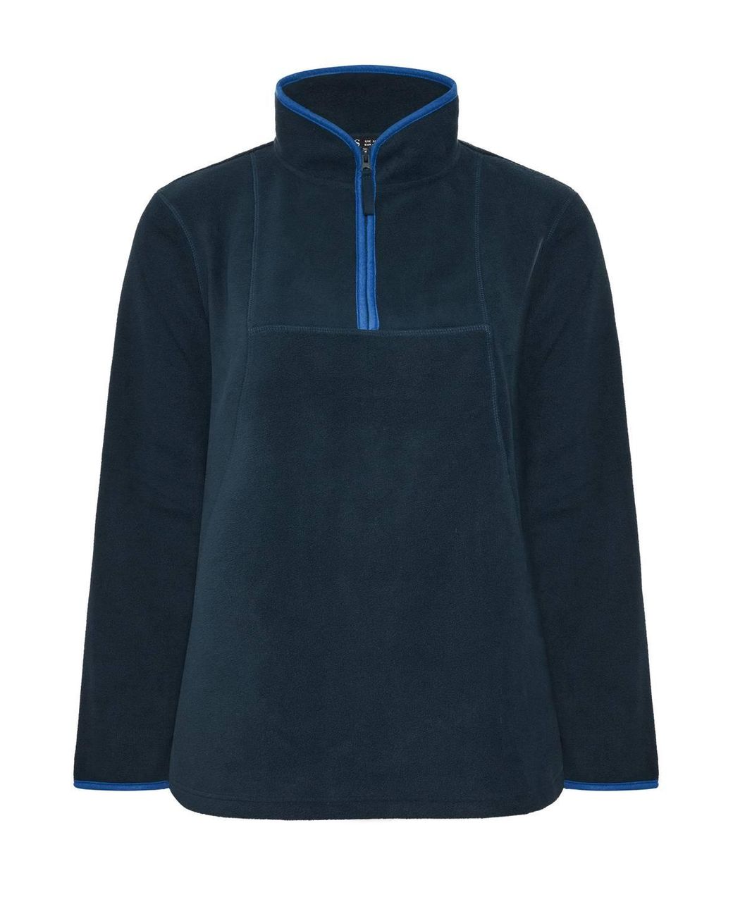 Yours Blue Contrast Quarter Zip Fleece