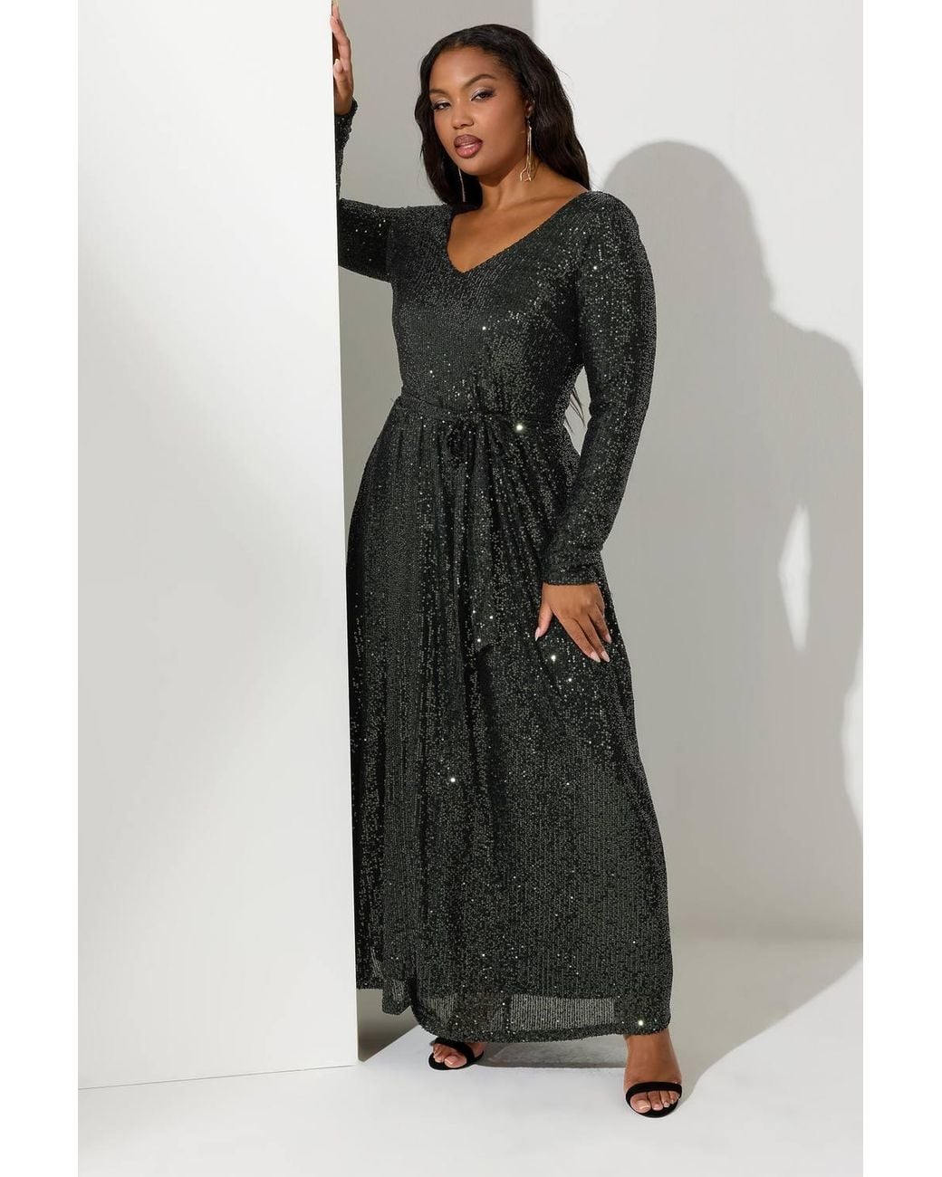 Yours Black Sequin Maxi Dress
