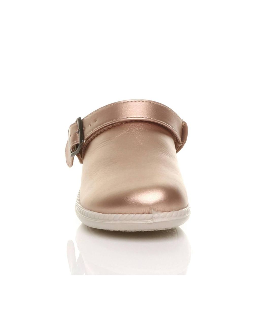 AJVANI Pink Low Wedge Heel Slingback Clogs Faux Leather Mules