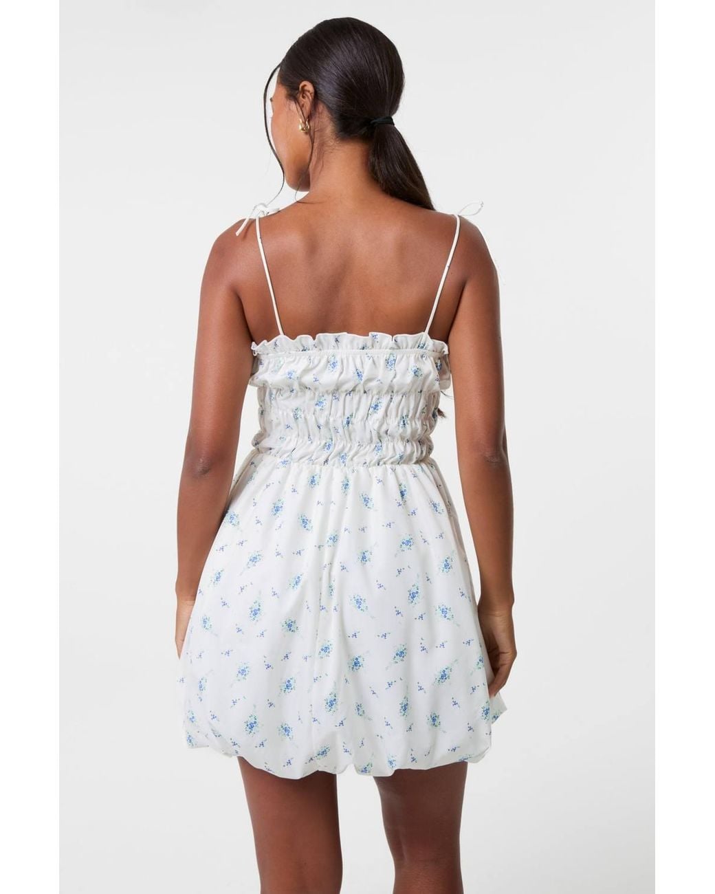 Pink Vanilla White Tie Front Ditsy Puffball Dress