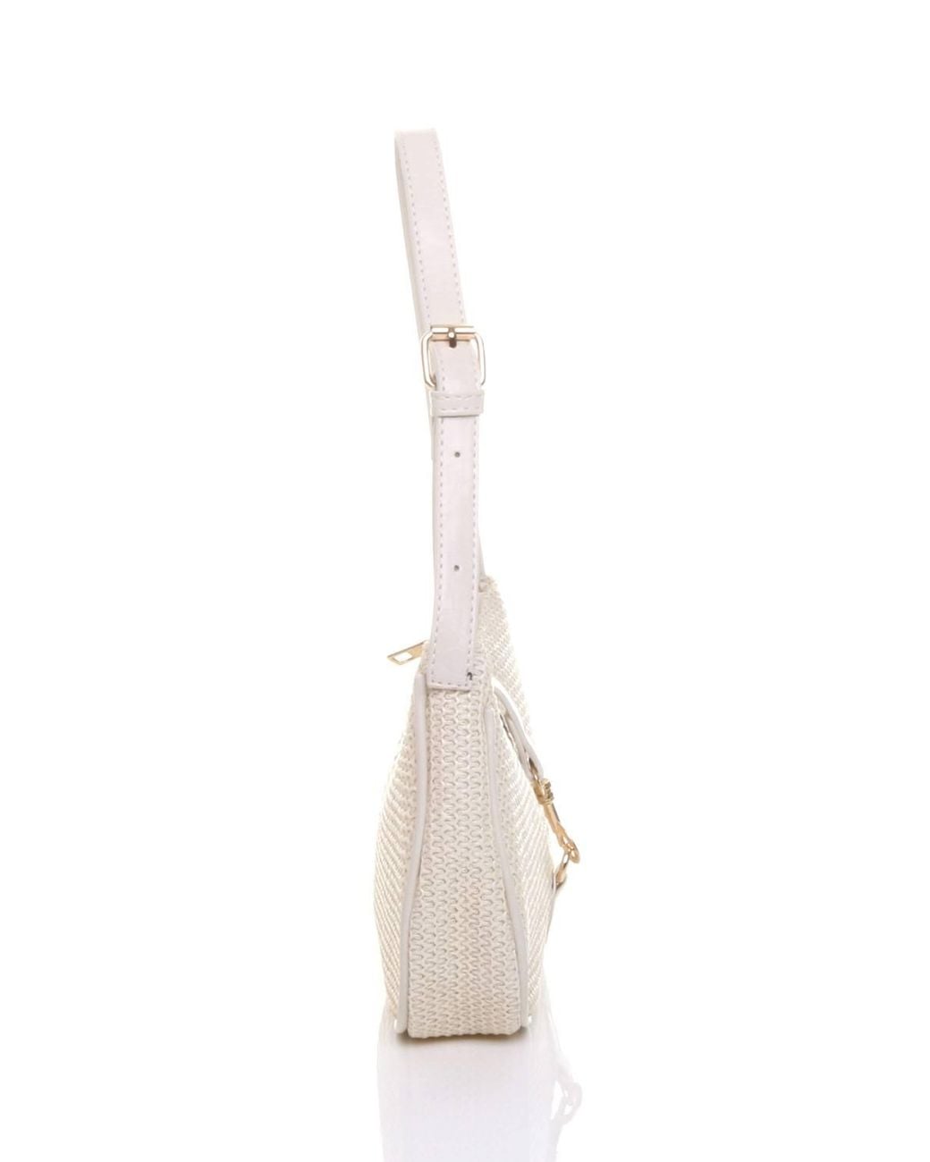 AJVANI Natural Zip Half Moon Scoop Shoulder Bag