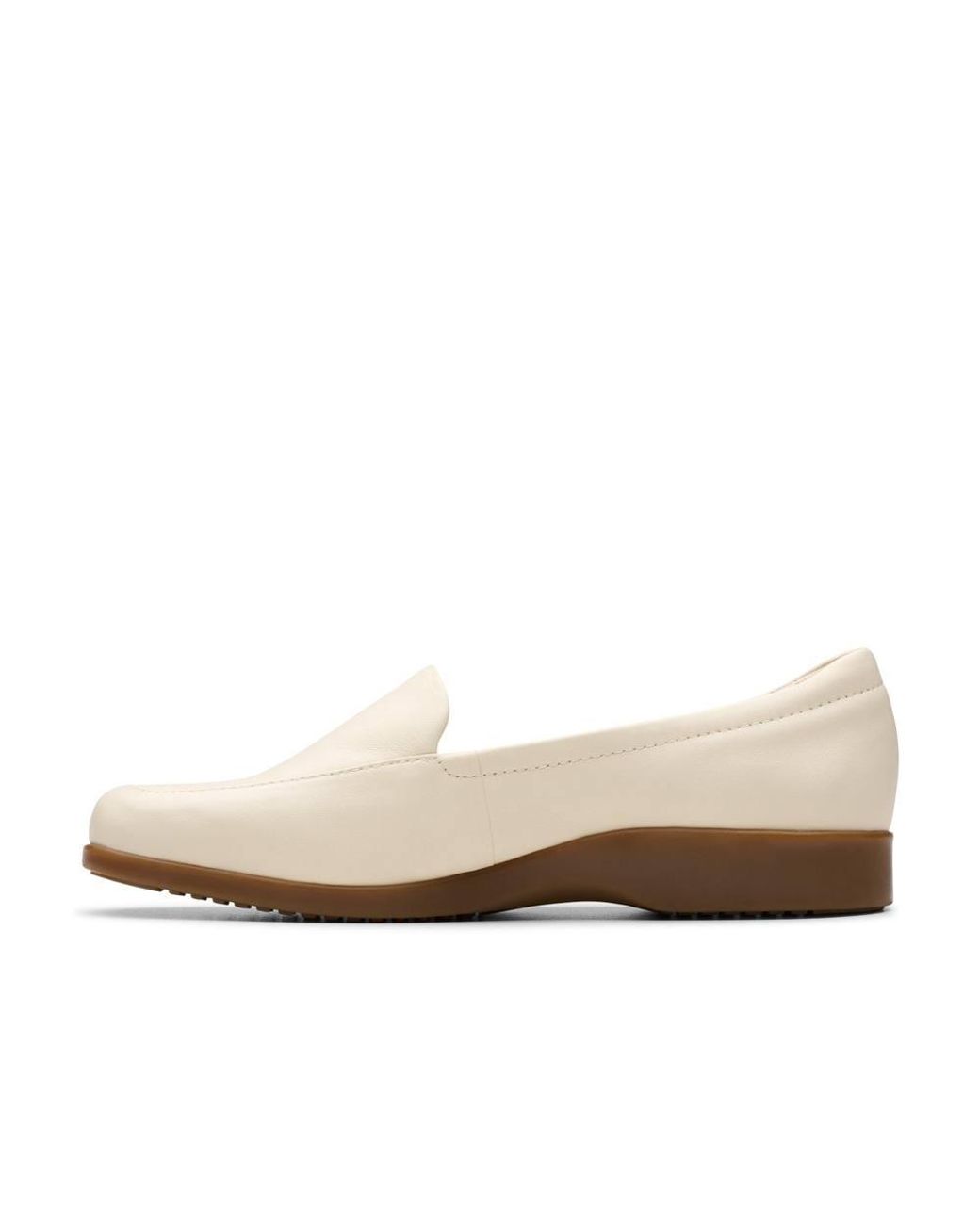 Clarks White Georgia Cream Leather Slip Ons