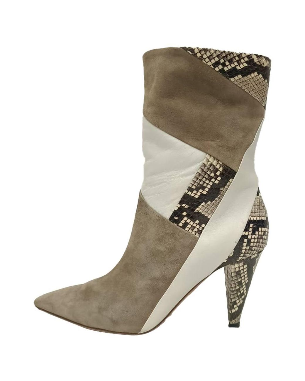 Aquazzura Gray Preloved Calder Snake-Effect Ankle Boots