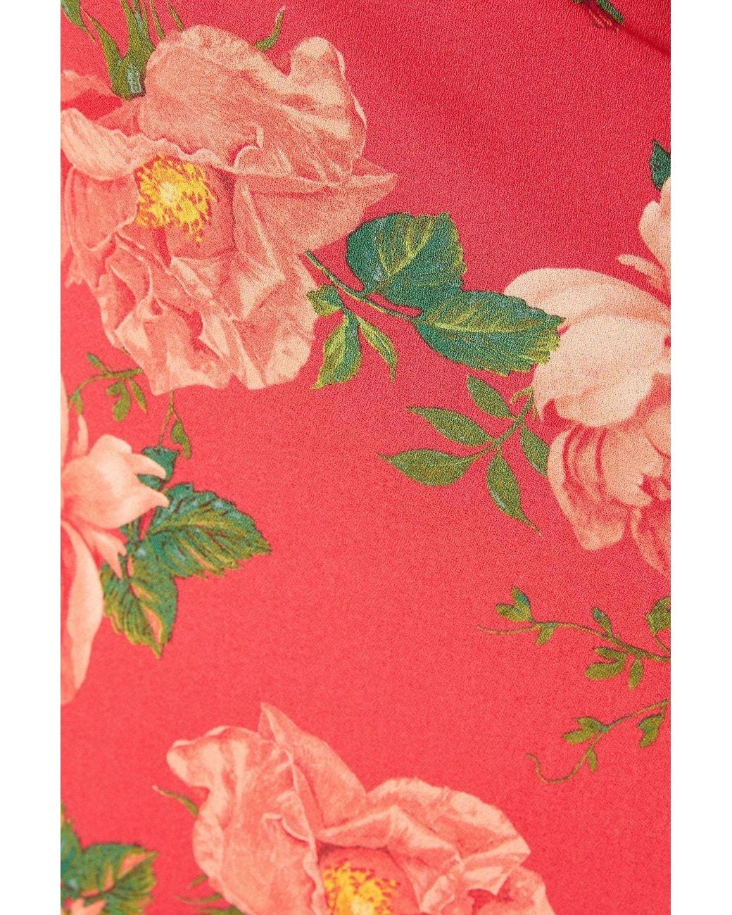 Dorothy Perkins Red Floral Tie Back Flutter Sleeve Midi Dress