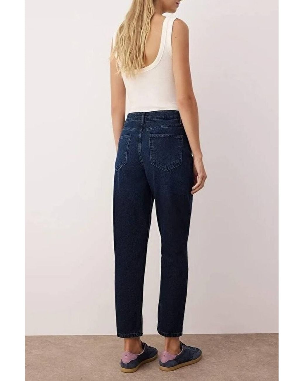 WOVCOR Blue High Waist Mom Jeans Classic Straight-Fit Denim