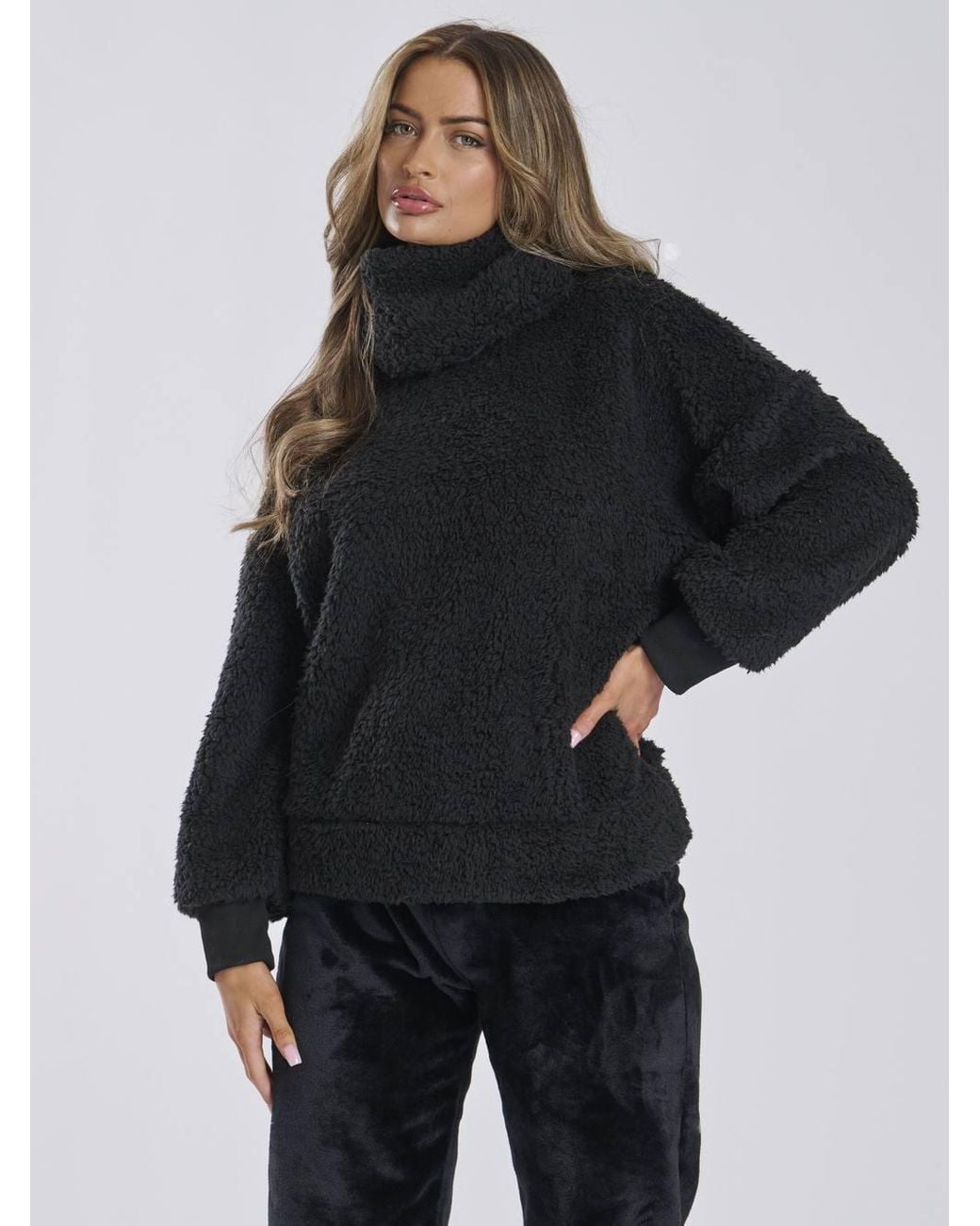 Loungeable Black Borg Removeable Snood Jumper & Luxury Fleece Jogger Lounge Set