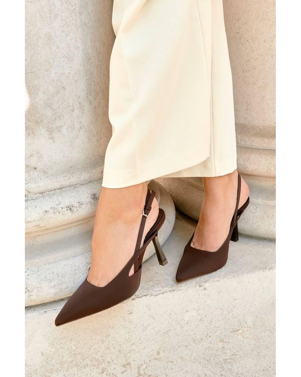 Linzi Brown Rhea Scuba Sling Back Court Heels