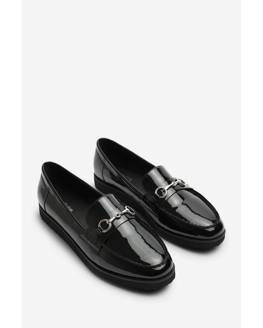 Where's That From Black Brittany Wide Fit Girl's School Shoe Snaffle Detail Hardware Trim Loafers