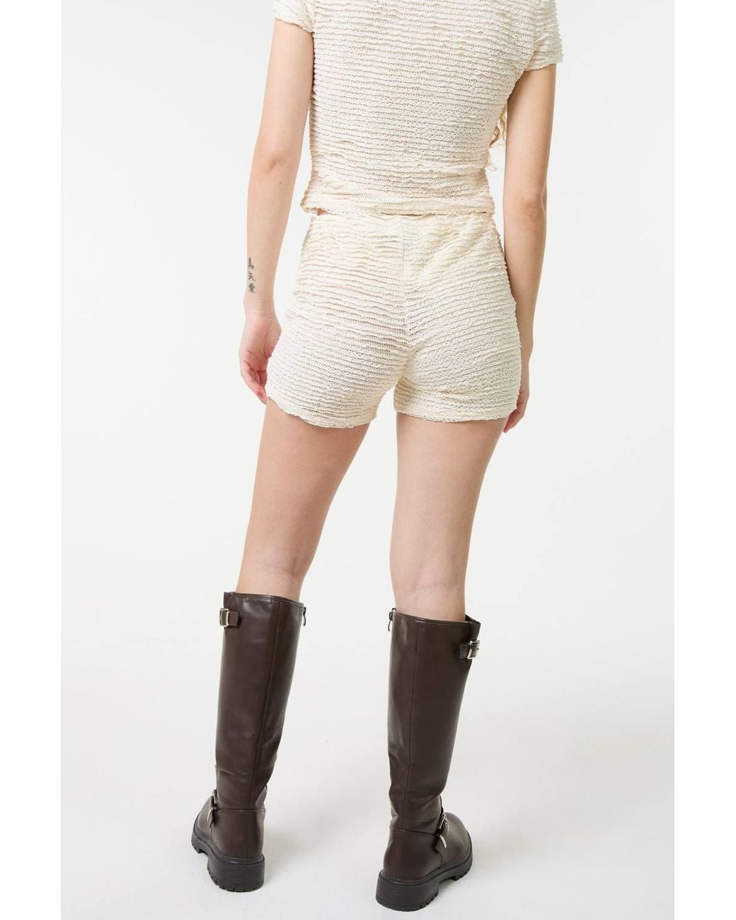 Pink Vanilla Natural Textured Stretch Mini Shorts