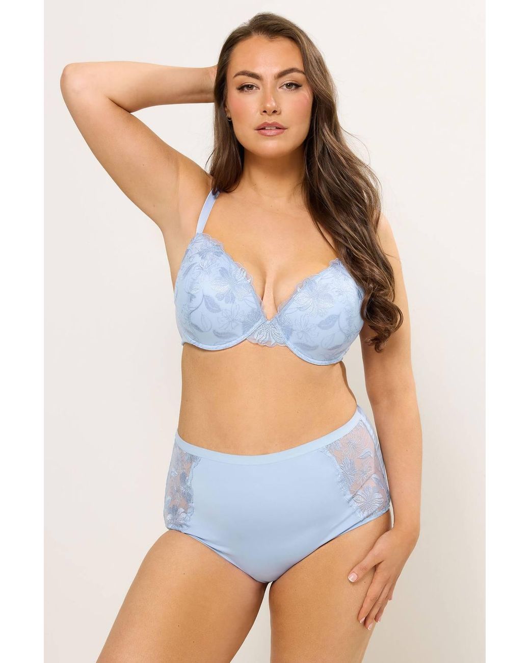 Yours Blue 2 Pack Embroidered Floral Padded Bras