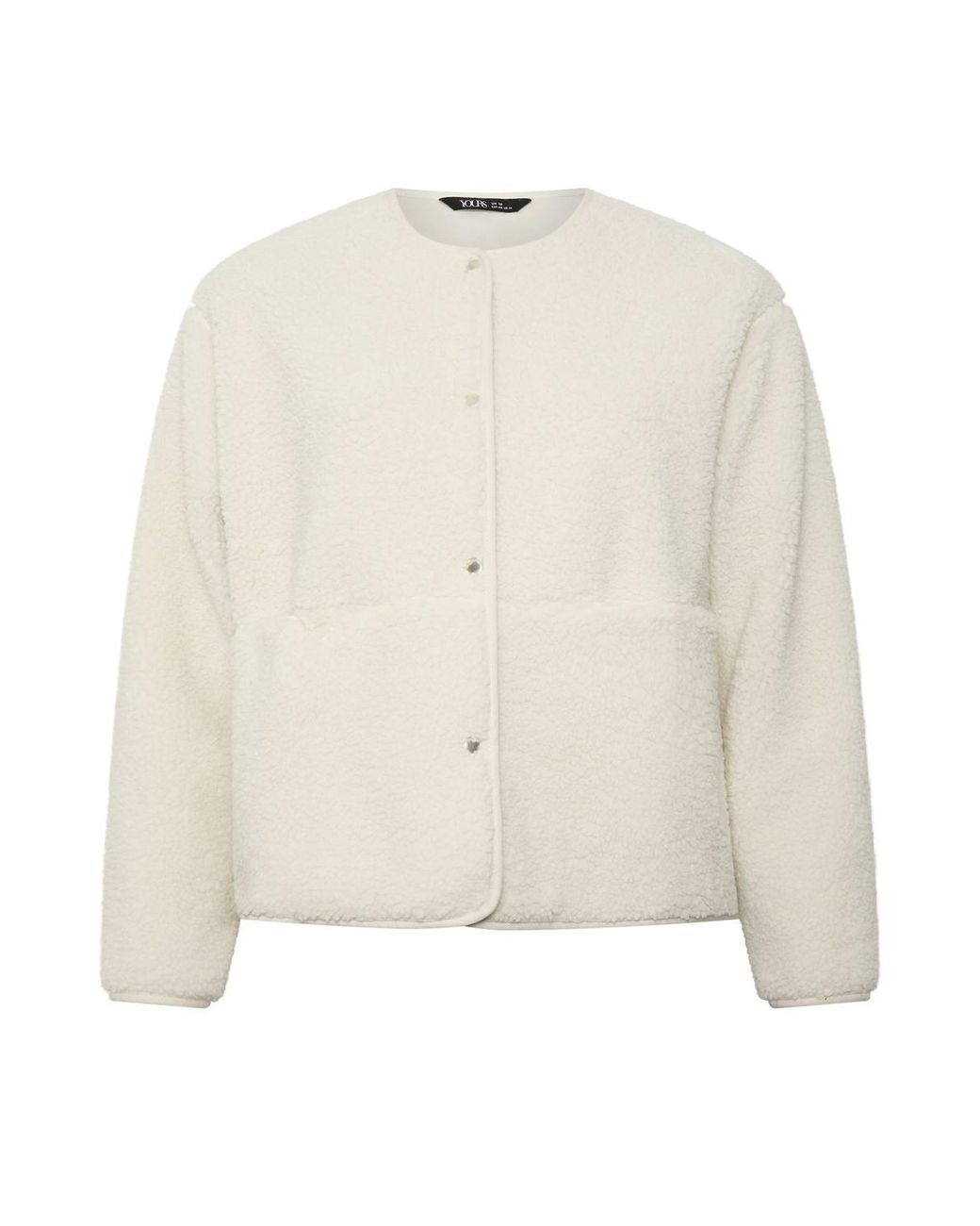 Yours Natural Collarless Fleece Jacket