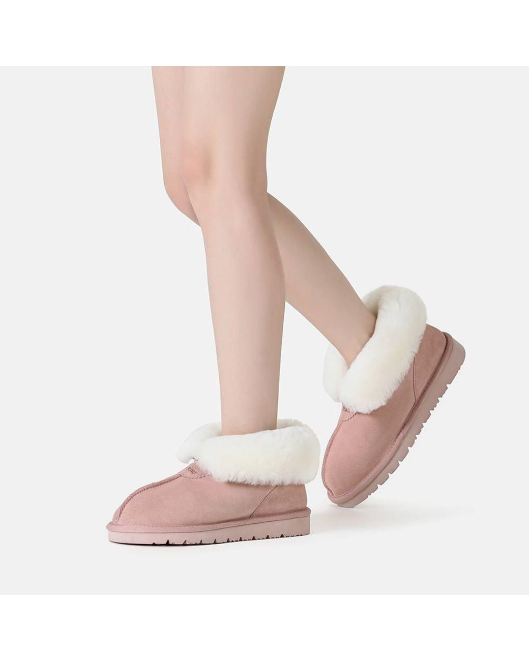 EverAu Australia Pink Real Sheepskin Owl Ankle Slippers W/ Eva Sole