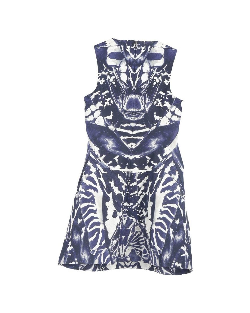 McQueen Blue Preloved Printed Mini Sleeveless Dress
