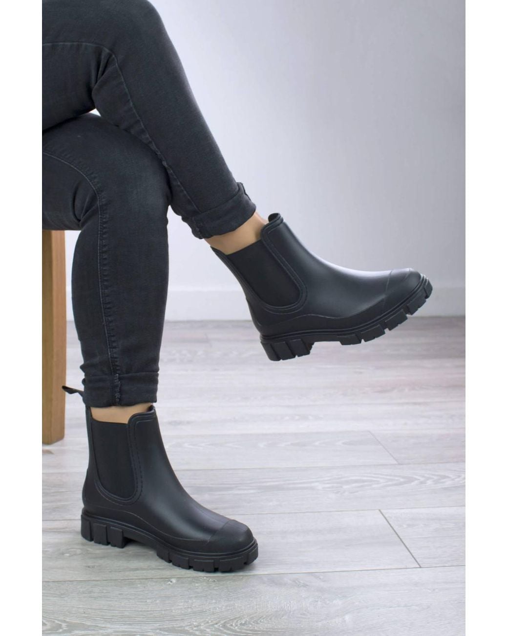 AJVANI Blue Wellingtons Wellies Ankle Chelsea Boots