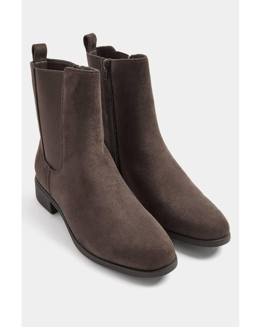Long Tall Sally Black Faux Suede Chelsea Boots