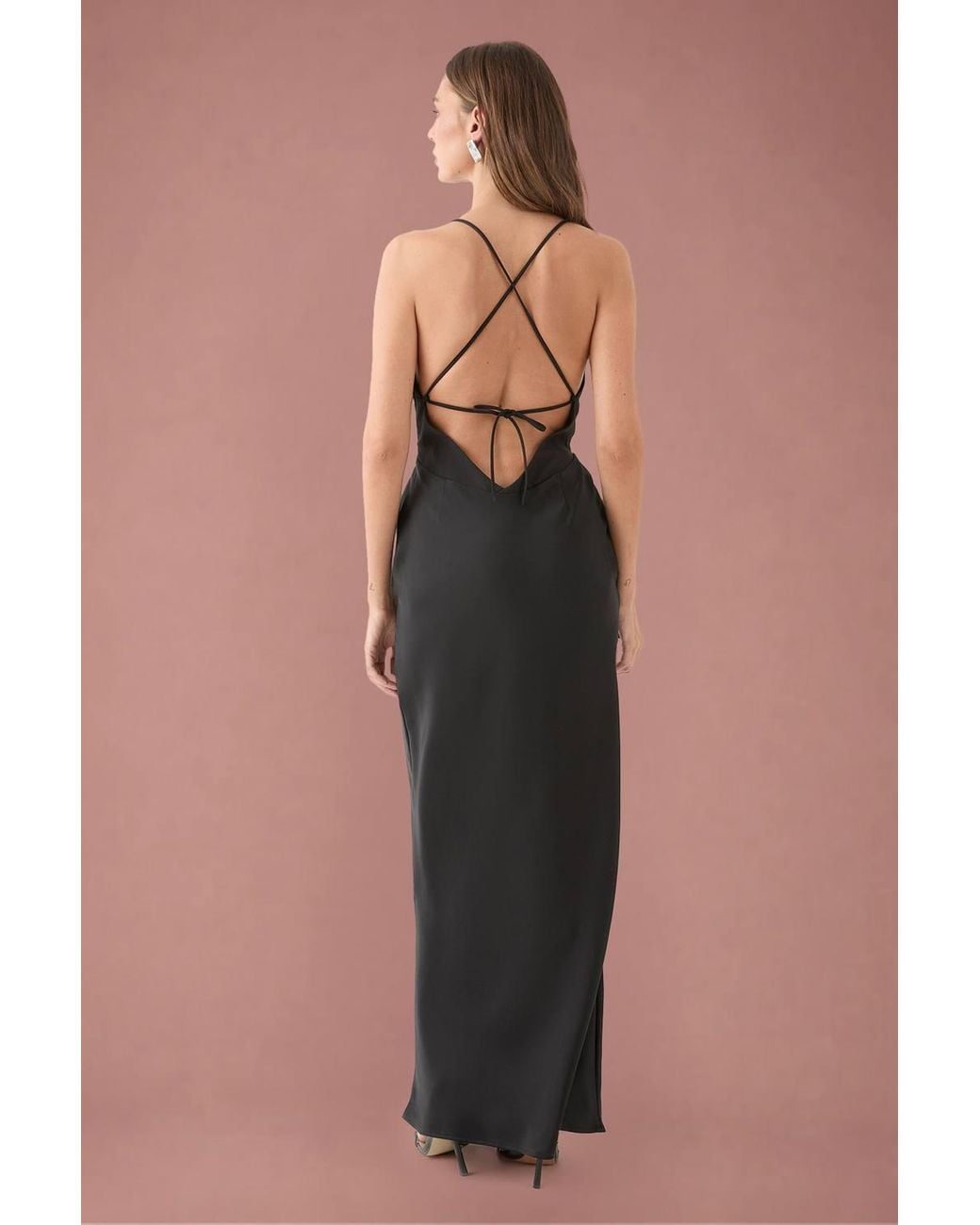 MissPap Natural Premium Bust Panel Satin Bias Maxi Dress
