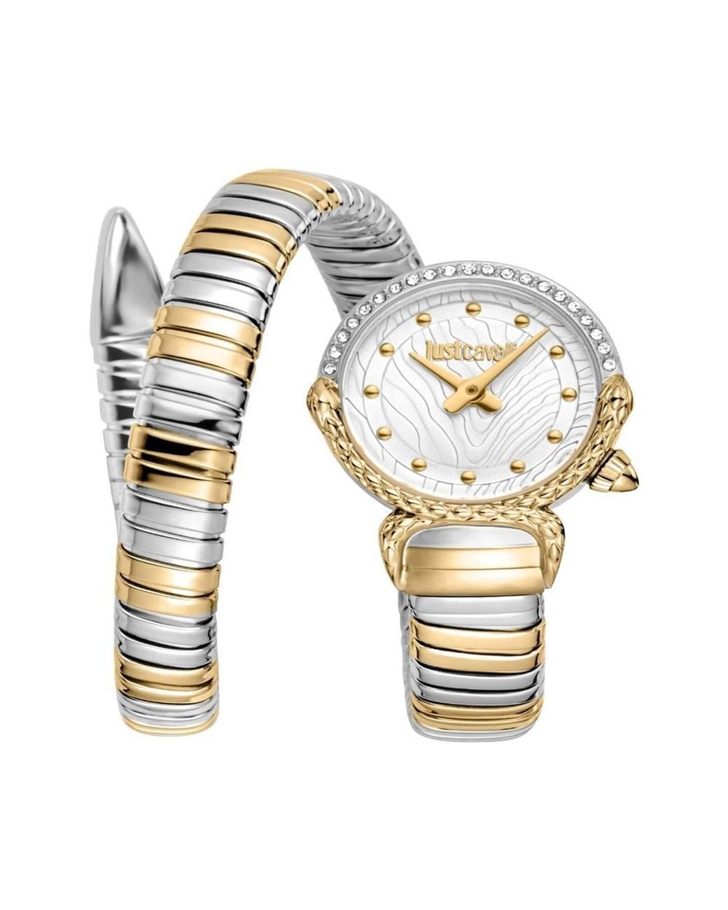 Just Cavalli Metallic Snake Watch, Two Tone & Color Diamond