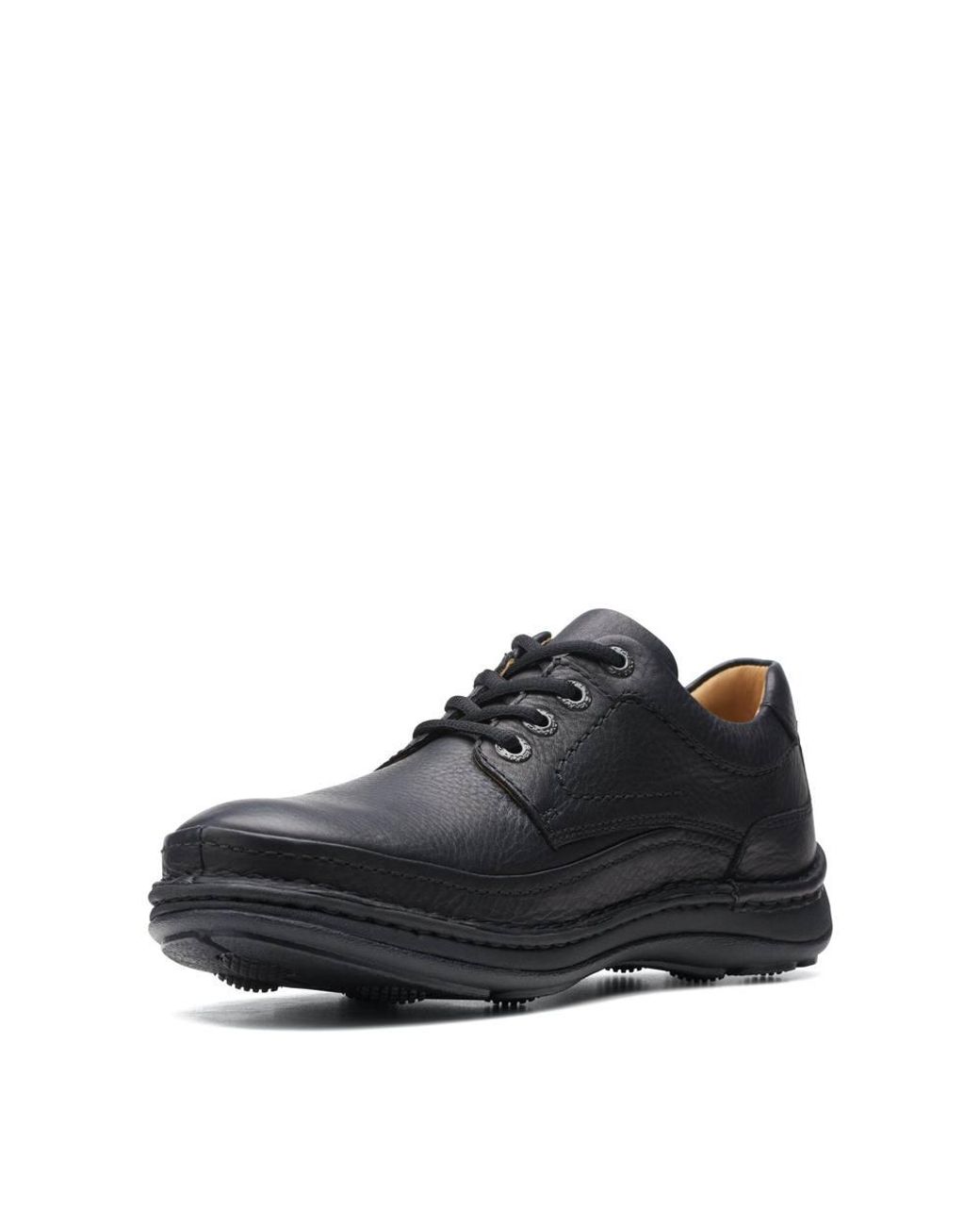 Clarks Black Nature Three Leather Derby Shoes, Lace Up for men