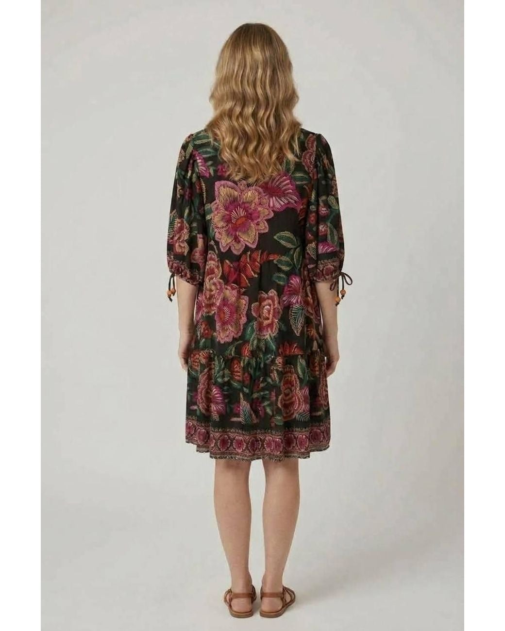 Izabel London Red Floral Relaxed 1/2 Sleeve Short Dress