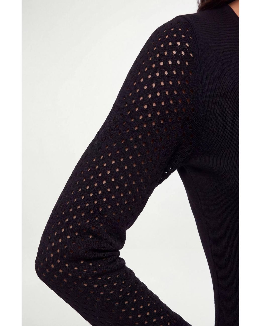 Wallis Black Multi-Stitch Knitted Midi Dress