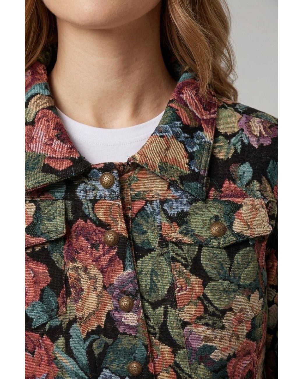 Izabel London Blue Floral Tapestry Texture Jacket