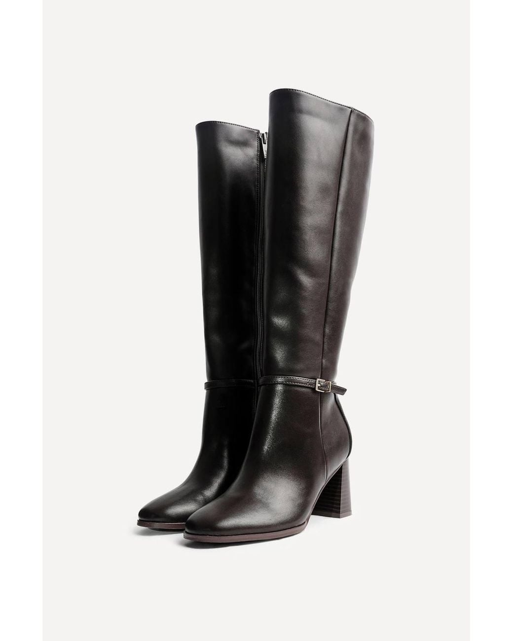 Linzi Black Midtown Faux Leather Long Heeled Boot