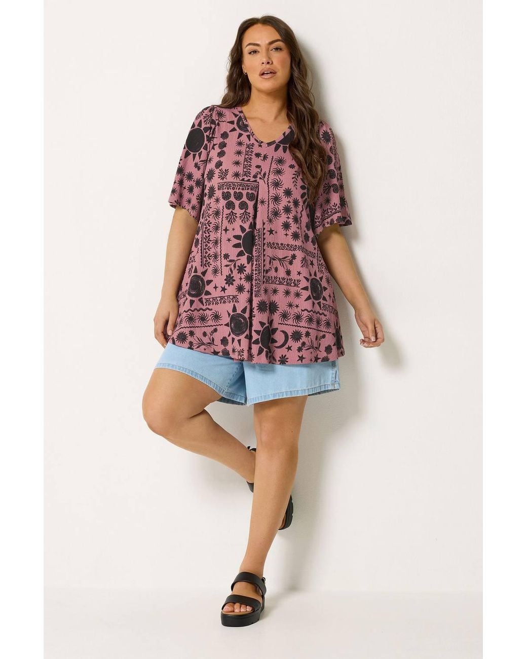 Yours Red Pleat Front Swing Top