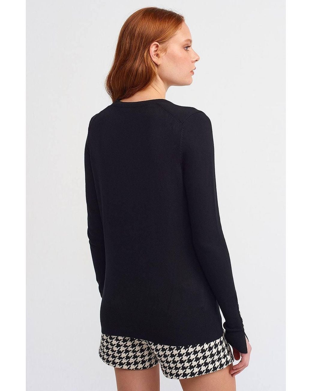 Dilvin Blue Ribbed Crew Neck Slim Fit Sweater