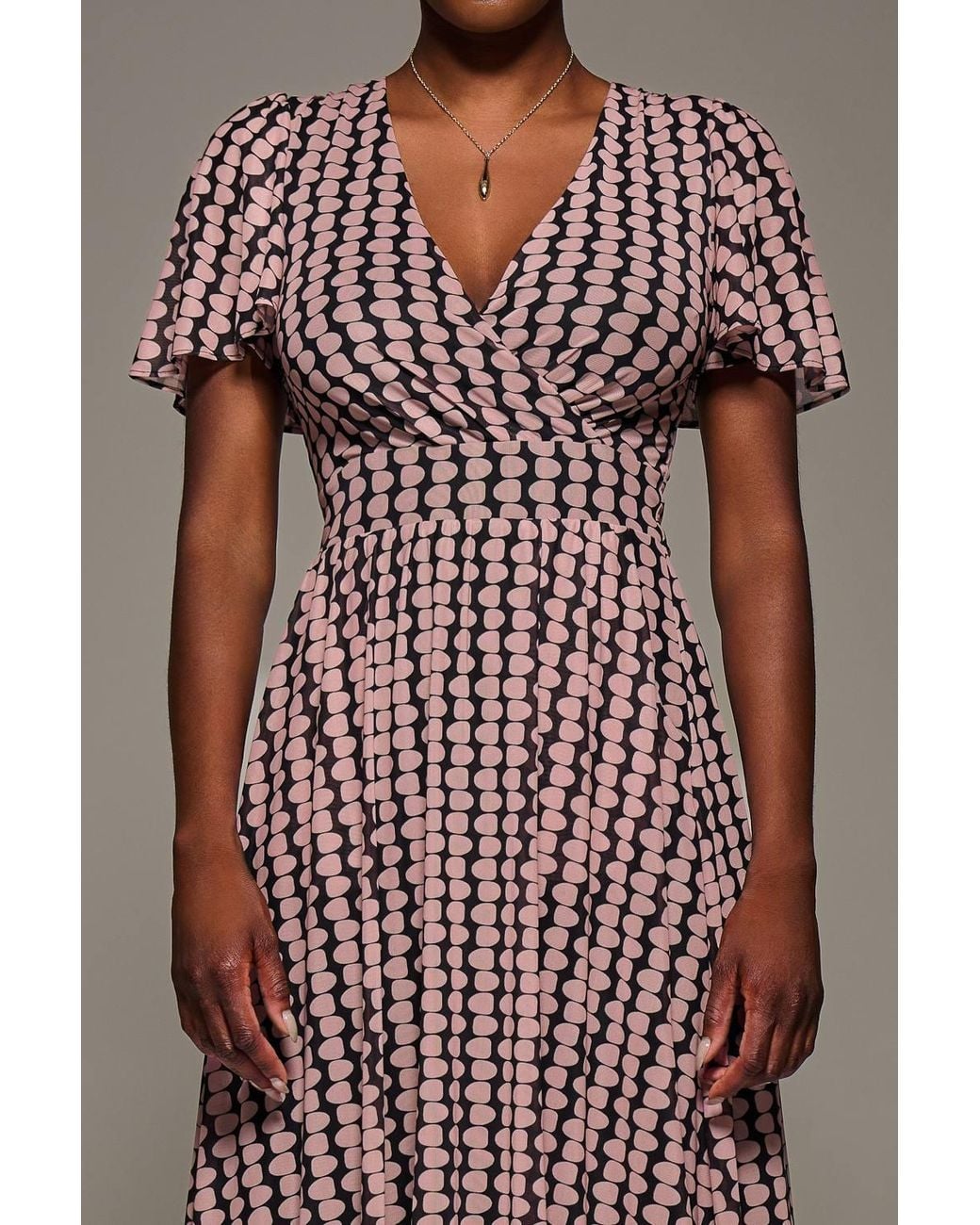Jolie Moi Brown Mesh Short Sleeve Midaxi Dress