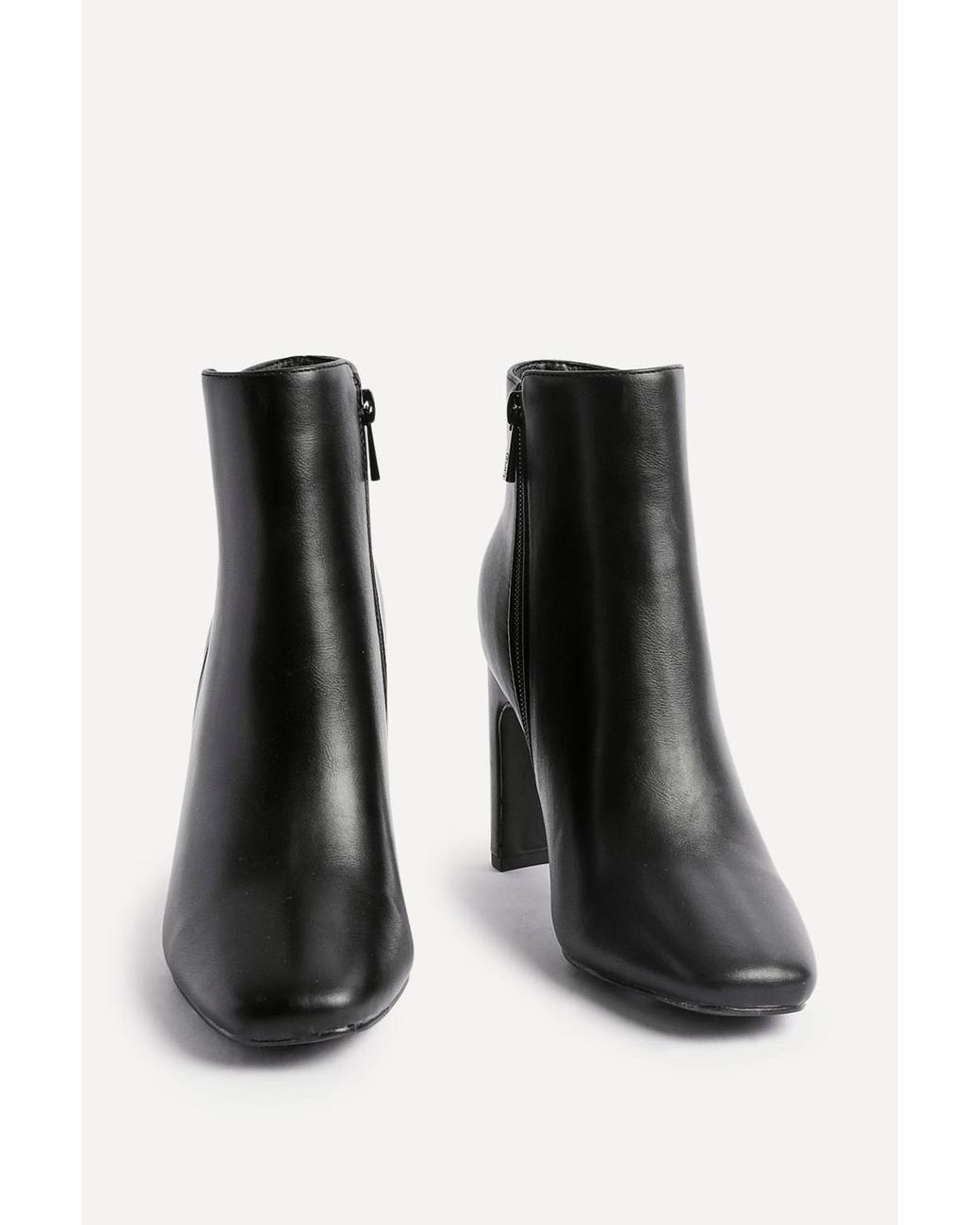 Linzi Black Glance Faux Leather Block Heel Ankle Boot