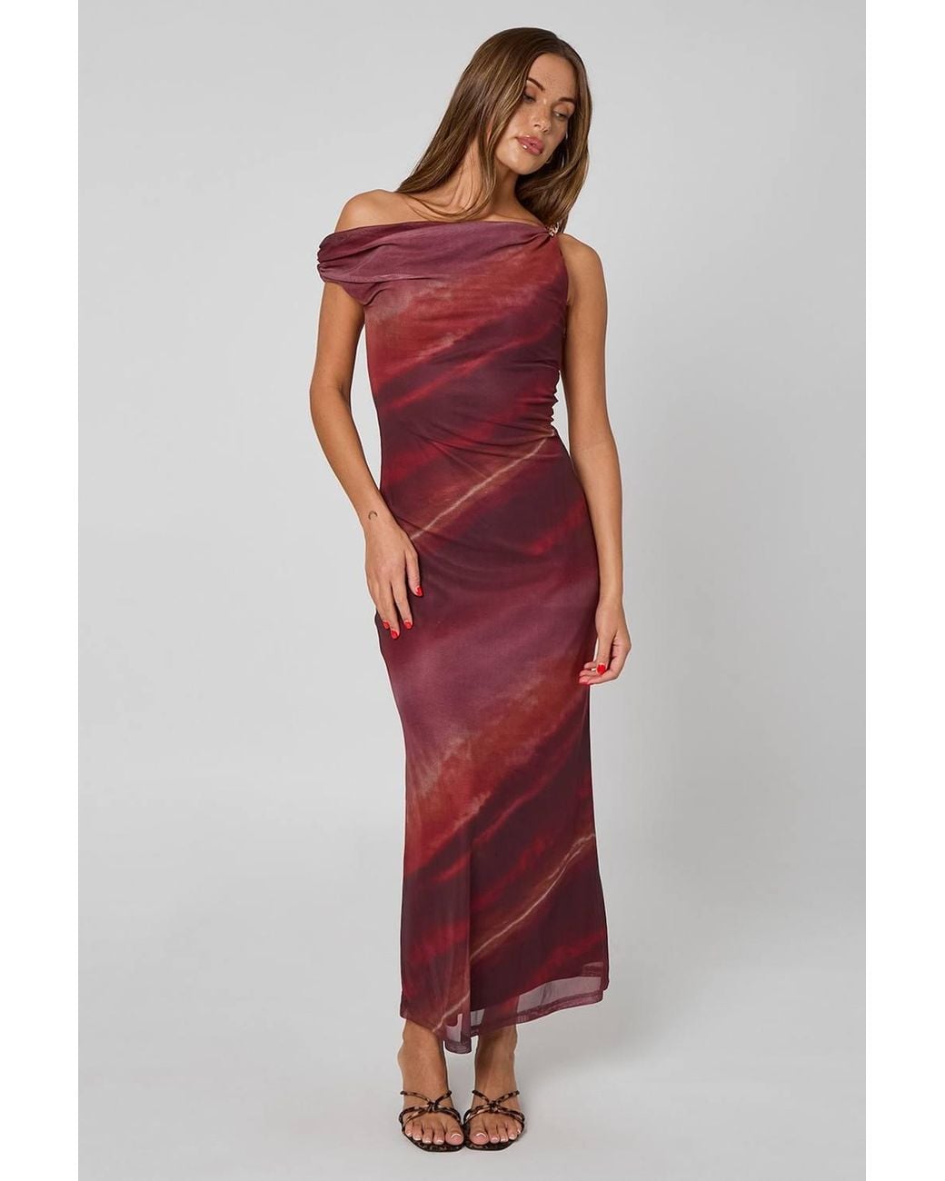 Urban Bliss Red Mesh Tie Dye Maxi Dress