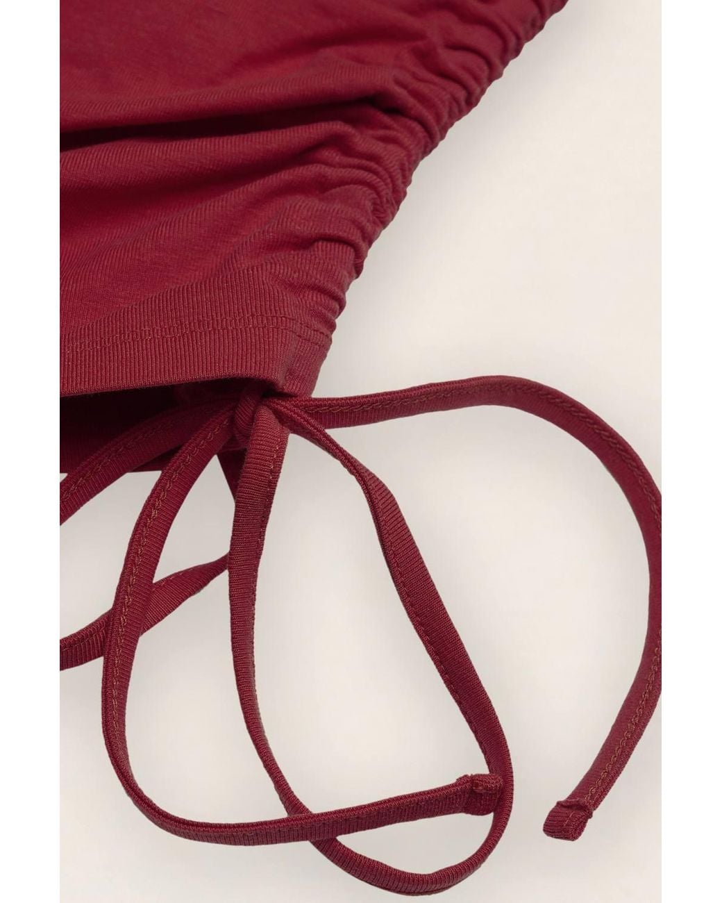 Enorsia Red Ruched Side Seam Short Sleeve T-Shirt