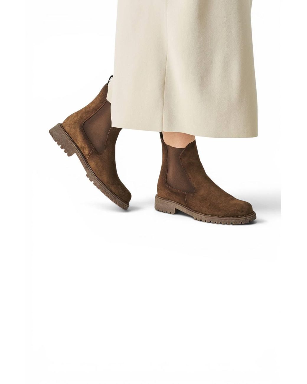 Infinity Leather Brown Tamaris Leather High Chelsea Ankle Boots