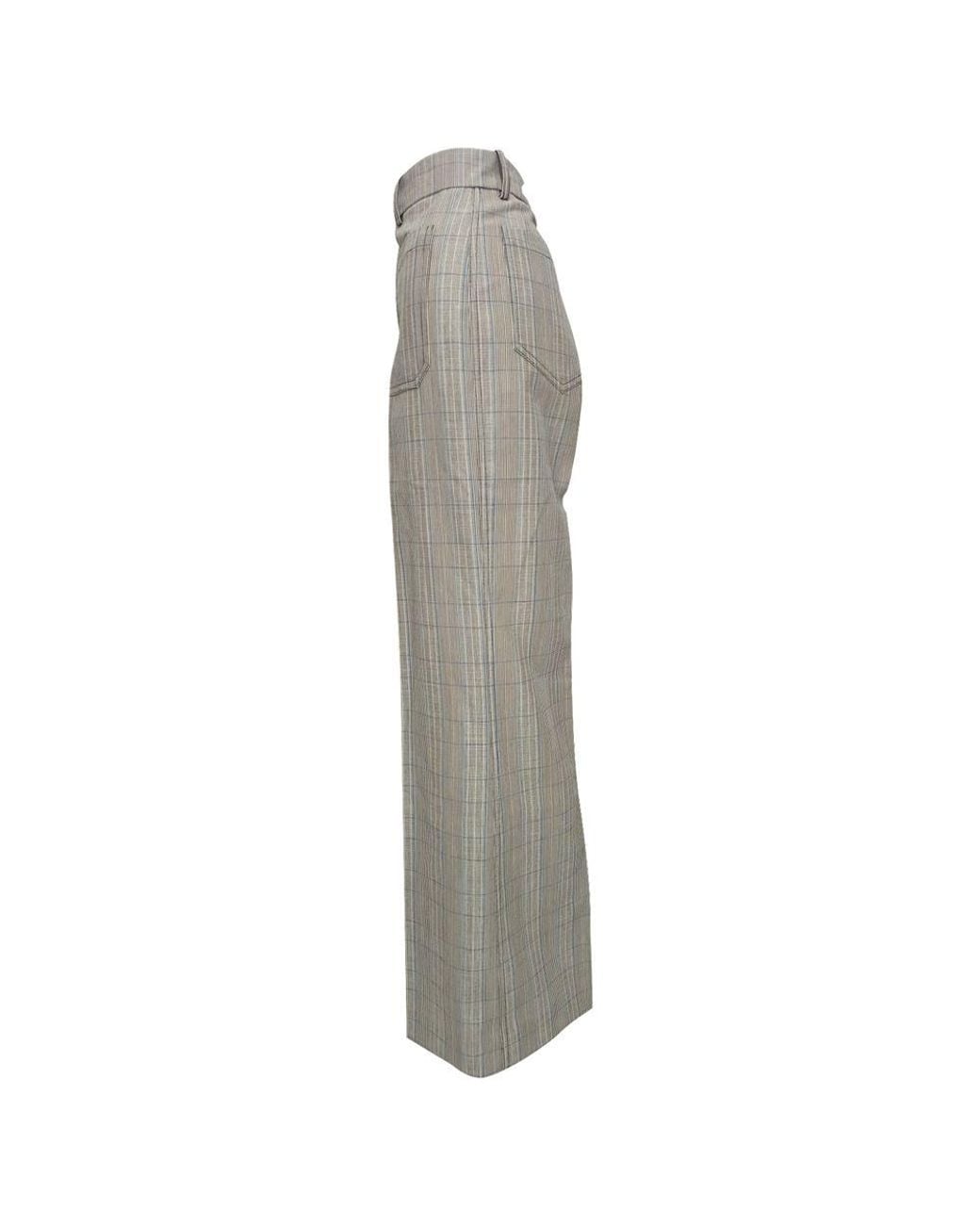 Victoria Beckham Gray Preloved Plaid Straight-Leg Trousers