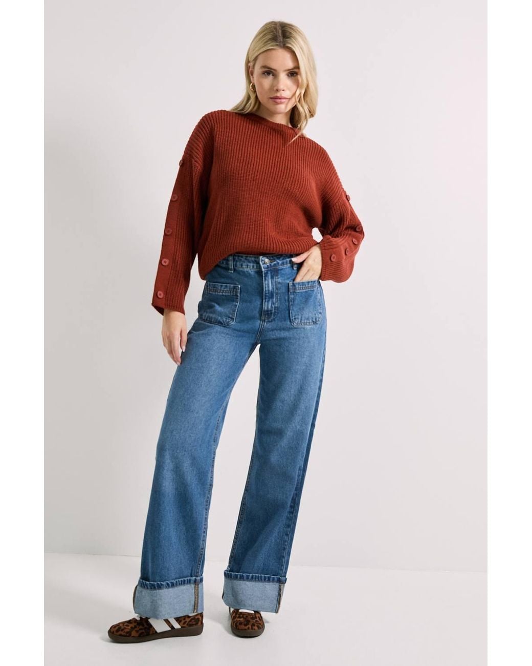 Dorothy Perkins Red Button Overarm Sweater