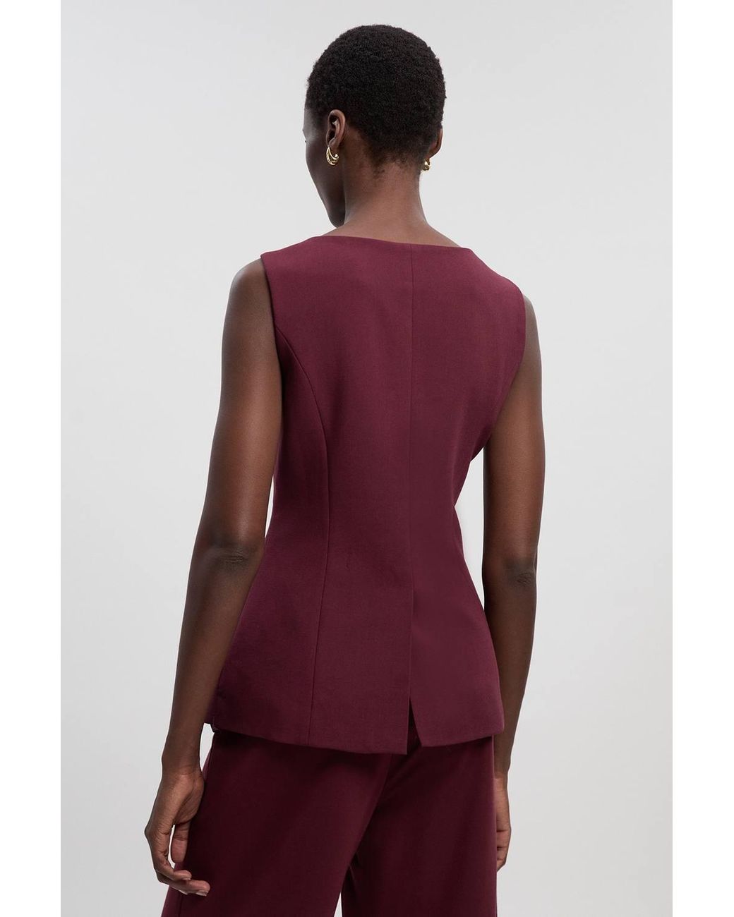 Karen Millen Red Compact Essential Button Detail Waistcoat
