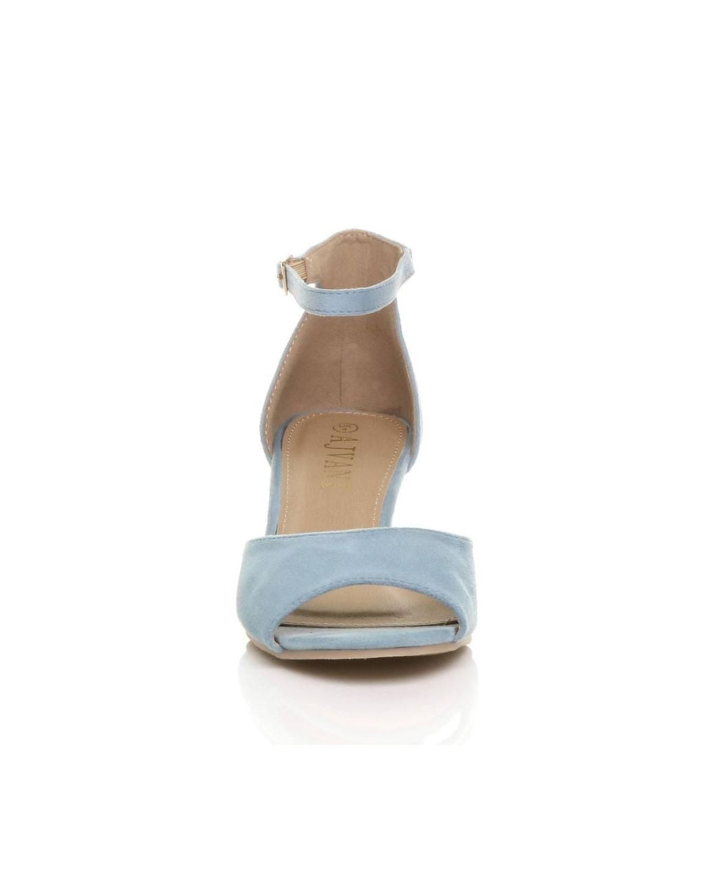 AJVANI Blue Mid Wedge Heel Ankle Strap Sandals