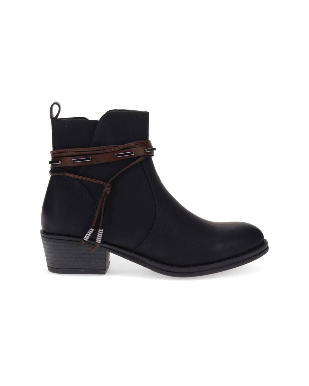 Pavers Black Western-Heeled Ankle Boots