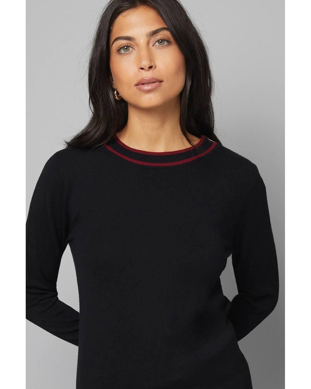 Wallis Black Zip Back Crew Knitted Jumper