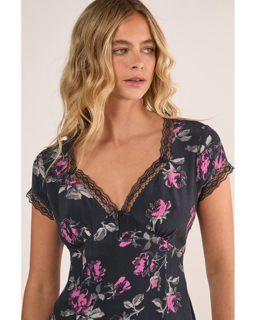 Nasty Gal Black Floral Lace Trim Cut Out Mini Dress