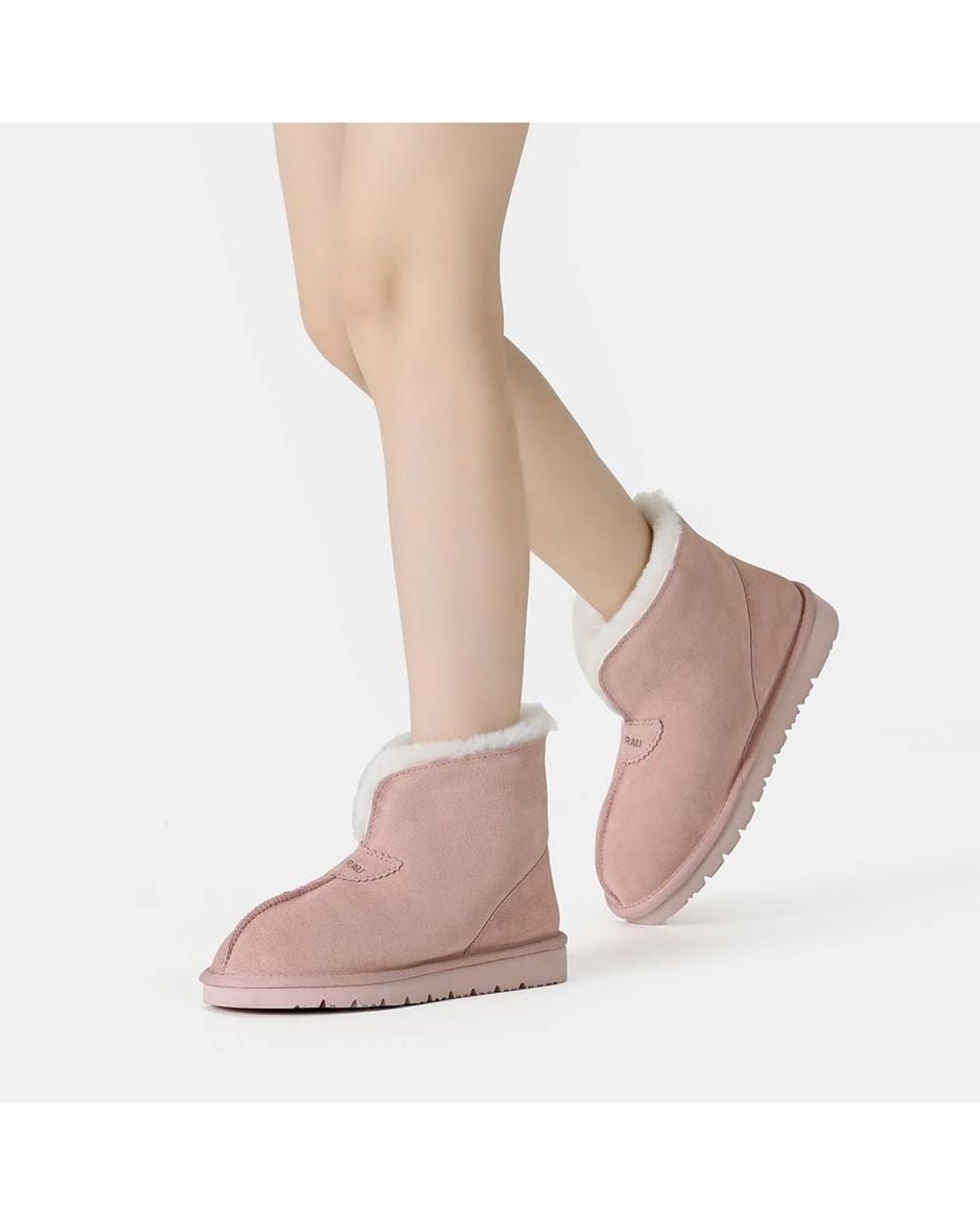 EverAu Australia Pink Real Sheepskin Owl Ankle Slippers W/ Eva Sole
