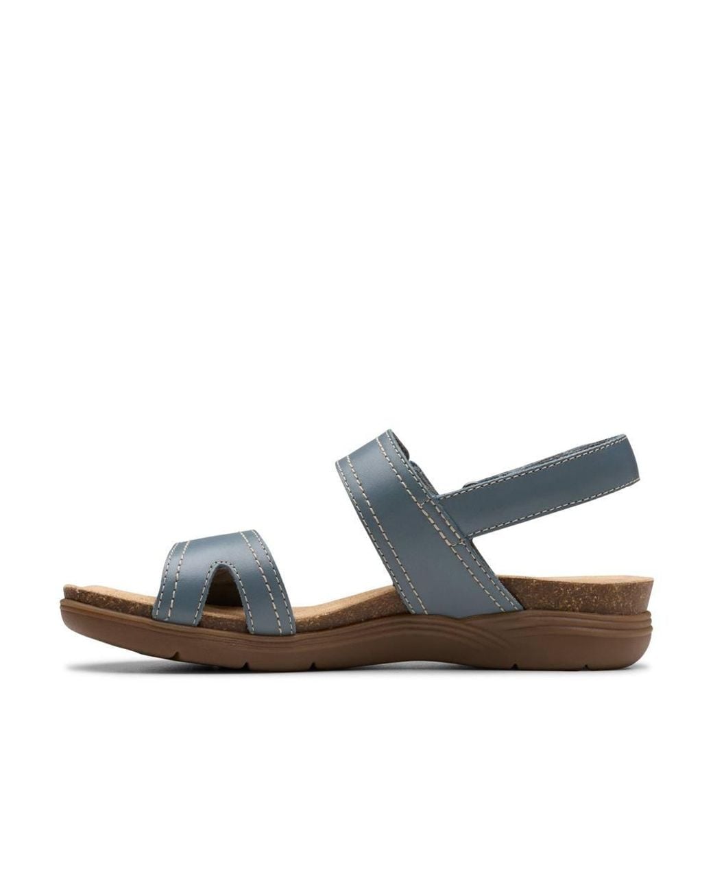 Clarks Blue April Clover Combination Flat Sandals