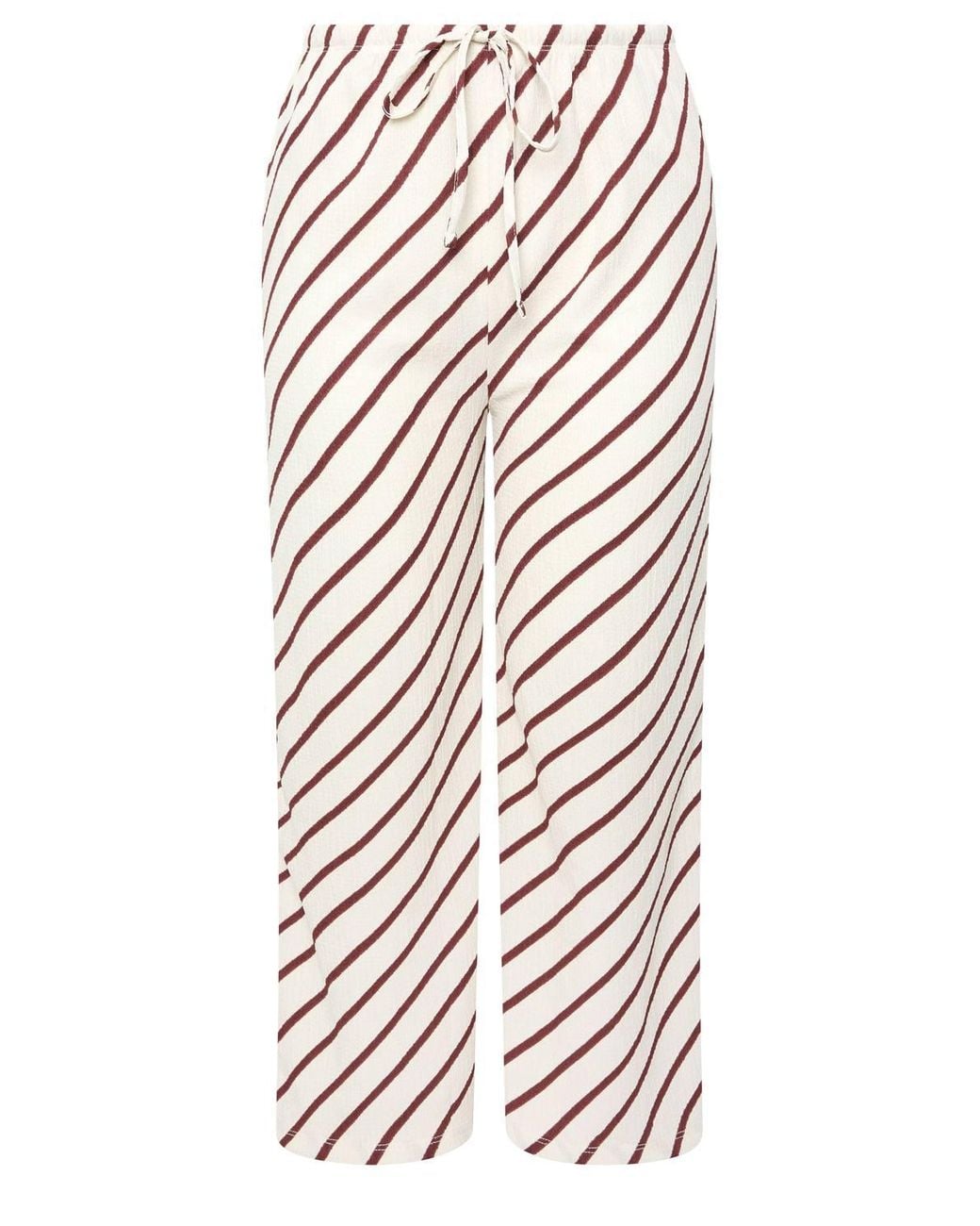 Yours Natural Stripe Wide Leg Trousers