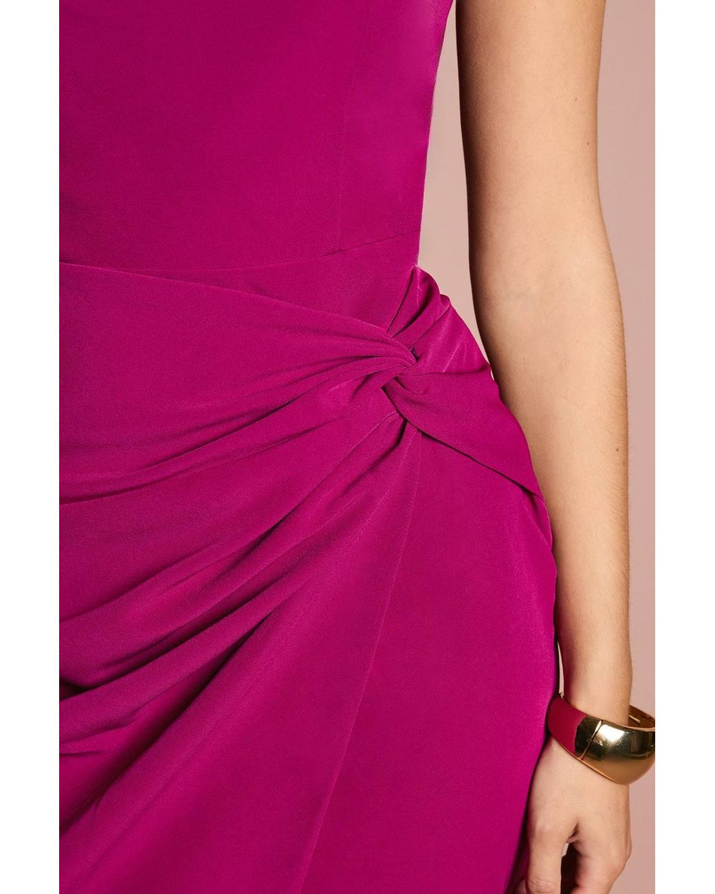 Coast Pink One Shoulder Twist Front Pencil Dress