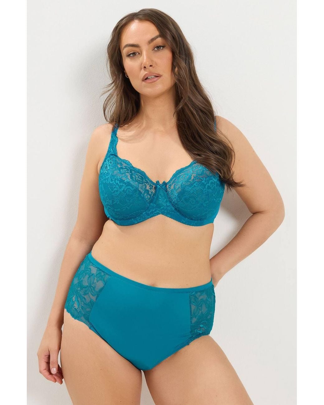 Yours Blue Stretch Lace Non-Padded Underwired Bra